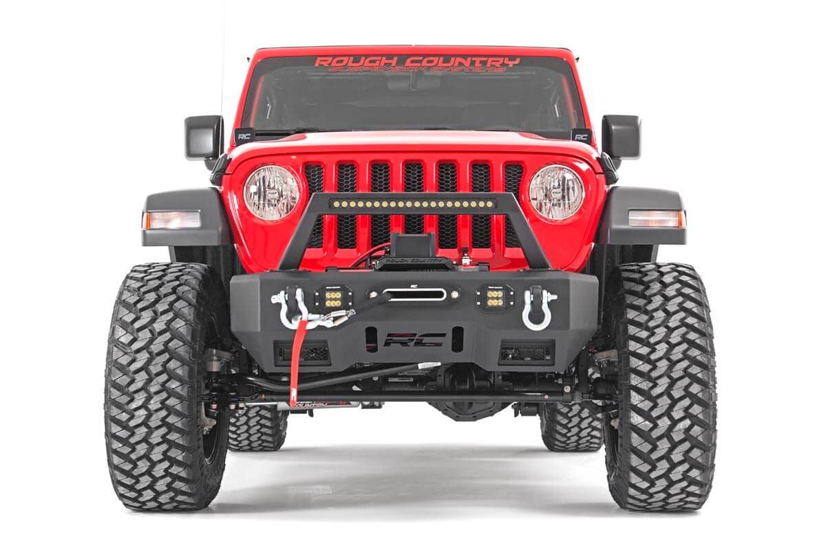 Jeep Wrangler Suspension Lift Kit - Front + Rear - Rough Country - 3.5 Inch, Adjustable Lower Control Arms, M1 Monotube Shocks, Tuned Linear-Rate Coil Springs - '18-'23